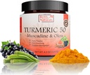 Reddy Naturals Aryana Turmeric 50 – Organic Turmeric Suplemento Polvo con Muscadine Grape & Okra – Fast-Dissolving, Fórmula de base vegetal para el bienestar diario – 30 Servimientos