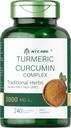 Curcumina de Turmérica con Pepper Negro 3000mg ← Apoyo Único Silencio 240 Capsules Silencio Suplemento Complejo Turmérico Silencioso No GMO, Gluten Gratis