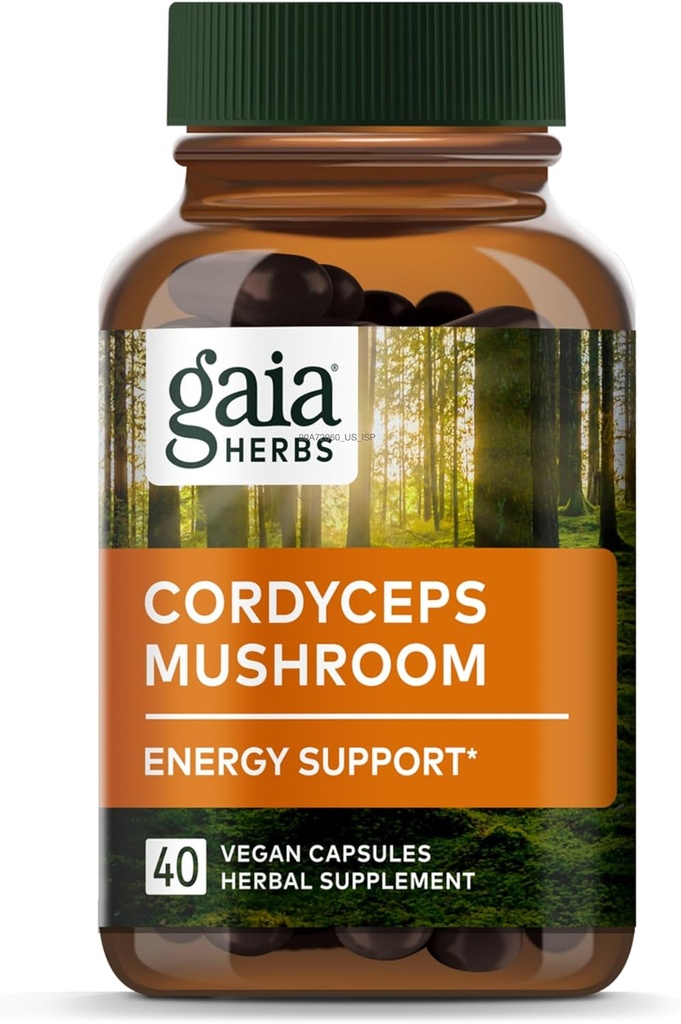 Gaia Herbs Cordyceps Mushroom - Suplemento de apoyo energético para mantener la energía, la resistencia y la resistencia - con Cordyceps orgánicos Mushroom - 40 Vegan Liquid Phyto-Capsules (40-Day Supply)