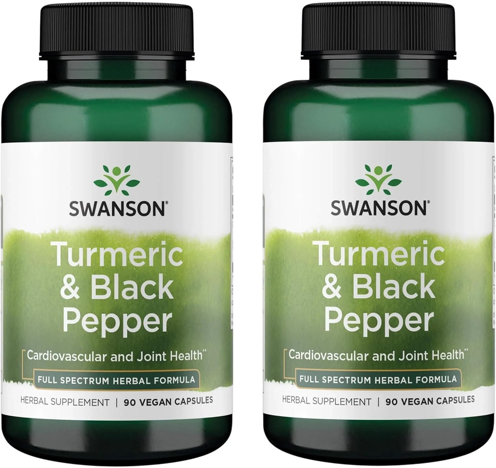 Swanson Premium- Turmeric & Black Pepper - Antioxidant, Digestion & Joint Support - 90 Veg Caps (2 Pack)