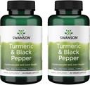 Swanson Premium- Turmeric &amp; Black Pepper - Antioxidante, Digestión & Joint Support - 90 Veg Caps (2 Pack)