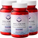 Relumins Advance Nutrition Gluta 1000 - Reduced L-Glutathione, Alpha Lipoic Acid &amp; Rose HIPS, Antioxidant Support for Skin & General Wellness, Made in USA - 30 Capsules x 3 Bottles (45-Day Supply)