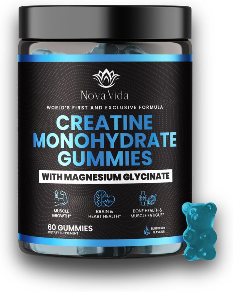 Cretina Monohydrate Gummies with Magnesium Glycinate, L-Arginine, BCAA, Zinc &amp; Beta-Alanine- Creatine Monohydrate PreWorkout Gummies ← Glycinate Creatine Monohydrate Gummies for Men &amp; Women