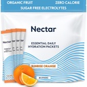 Embalajes de hidratación Nectar - Electrolitos Embalajes de polvo - No Azúcar o Calories - Electrolitos de frutas orgánicas líquidos diariamente polvo para alivio de la deshidratación y rehidratación rápida (Orange 18 Pack)