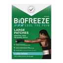 Biofreeze Patches de alivio de dolor grande, Paches de dolor de menta para la espalda baja, cuello, rodillas, " hombro, cómodo " Tejido flexible permanece en el lugar, FSA Eligible, 5 ct