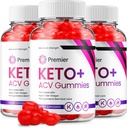 (3 Pack) Premier Keto ACV Gummies - Advanced Formula Premiere Keto Plus ACV Gummies Apple Cider Vinegar Premier ACV Suplemento dietético Comentarios Hombre Mujeres (180 Gummies)