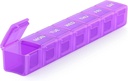 Sukuos Extra Large Weekly Pill Organizer, 7 Day Daily Pill Box Artritis Friendly, Silkscreen Printed Medicine Container with Clear Lid for Vitamins, Fish Oils or Supplements (Purple)