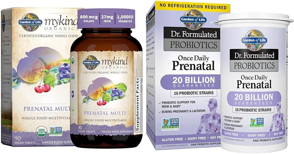 Jardín de la vida Multivitamina prenatal de las mujeres con vitamina D3, B6, B12, C & Iron " - Dr. Probióticos Fórmidos Una vez prenatal