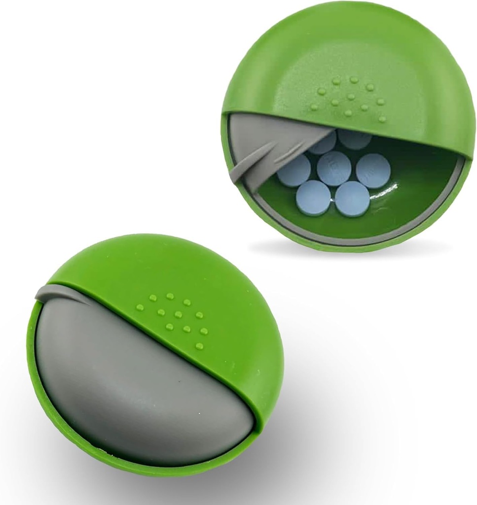 Round Travel Pill Organizer - Portable Small Pill Box for Purse - Compact, Leak-Proof Medicine Container for Pills, Vitamins, Fish Oil, Supplements - BPA-Free, Durable Design, 2.75" inch Green