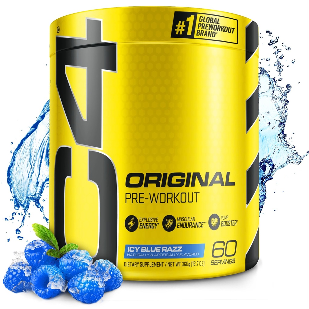 Cellucor C4 Original Pre Workout Powder ICY Blue Razz - Vitamina C para Immune Support - Sugar Free Preworkout Energy for Men &amp; Women - 150mg Caffeine Plus Beta Alanine Plus Creatine - 60 Servings