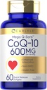 Carlyle CoQ10 600 mg Softgels Silencio 60 Conde ← Mega Q-Sorb Coenzyme Q-10 Silencio con Black Pepper Extract ← Non-GMO & Gluten Free Supplement
