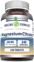 Fórmulas increíbles Citrato de magnesio TENIDO 200 Mg Tablets TENIDO Suplemento mineral TENIDO No-OMG TENIDO Gluten Free TEN Made in USA (1 Pack, 240 Count)