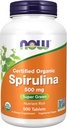 NOW Foods Supplements, Organic Spirulina 500 mg with Vitamins, Minerals and GLA (Gamma-Linolenic Acid), 500 Tablets