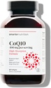SMARTERNUTRITION CoQ10 400 mg Alta Absorción - Naturalmente Fermentada Ubiquinone w/Organic Cold-Presed Olive Oil - for Heart Health, Cellular Energy - Non-GMO, Gluten Free - 60 Conde[30-Day Supply]
