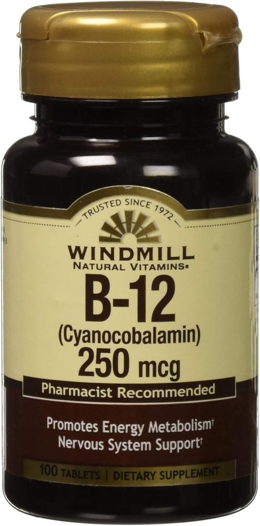 Vitamina B-12 TABS 250 MCG WMILL Tamaño: 100