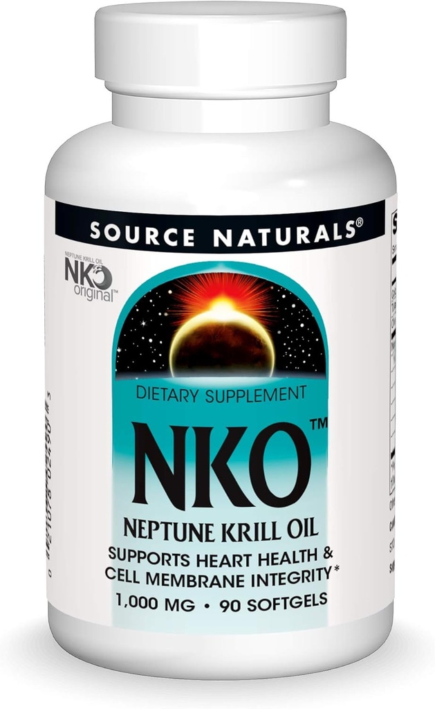 Fuente Naturales NKO Neptune Krill Oil, apoya la salud del corazón y la integridad de la célula*, 1000 mg - 90 Softgels