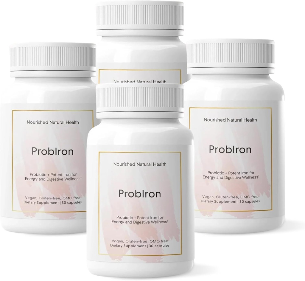 Nueve ProbIron de Salud Natural - Probiótico de Mujeres + Suplemento de Hierro Boostado con Vitamina C y Cobre - Fórmula Vegana de Energía y Bienestar Digestivo - 120 cápsulas