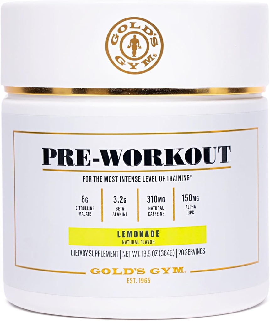 Gold's Gym Nutrition Pre-Workout Powder ♦ Soy-Free, Keto, Vegan Pre-Workout with Green Coffee Bean Natural Caffeine, L-Citrulline, Beta-Alanine, and Antioxidants, 20 Servings (Lemonade)
