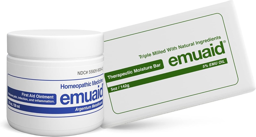 Emuaid Eczema Kit de reparación de fuerza regular 2oz con la barra de humedad terapéutica también es adecuado para Lichen Planus, Sores de cama, Ringworm y tacones cortados