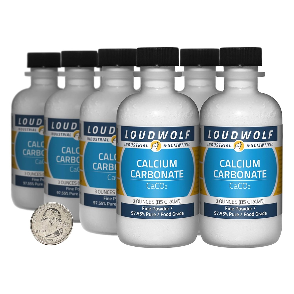 Calcium Carbonate / 1.5 Pounds / 8 Bottles / 97.55% Pure Food Grade/Fine Powder