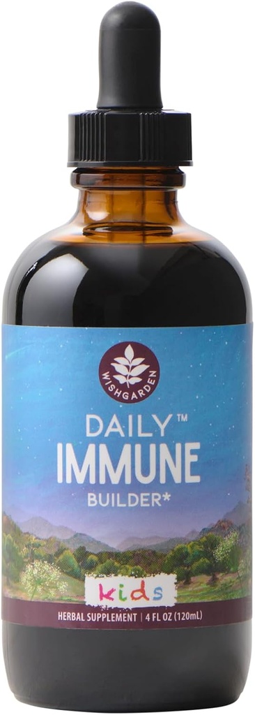 WishGarden Herbs Daily Immune for Kids - Daily Immune Support Formula for Children, Herbal Immune Defense & Immune System Booster con Black Elderberry &amp; Echinacea, Kids Immune Support Supplement, 4oz