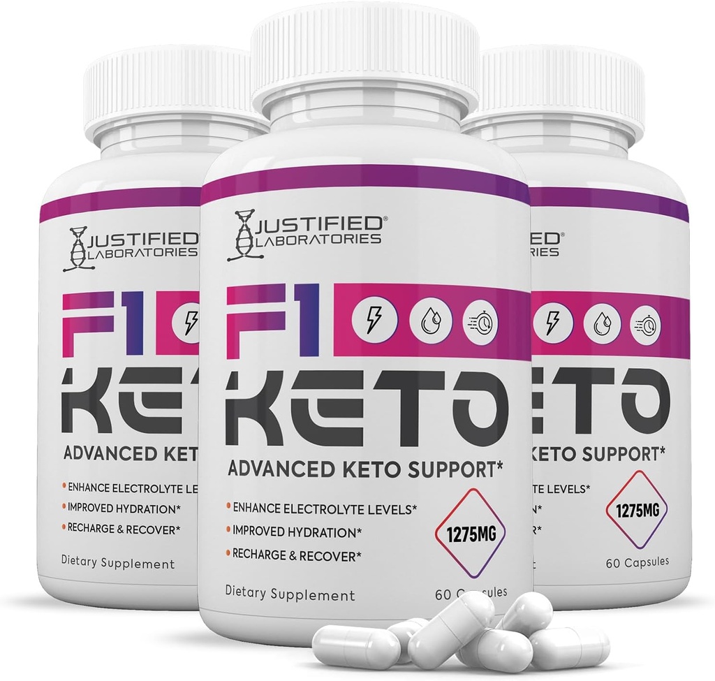 (3 Pack) F1 Keto Pills 1275MG New &amp; Improved Formula Contains Apple Sider Vinegar Extra Virgin Olive Oil Powder Green Tea Leaf 180 Capsules
