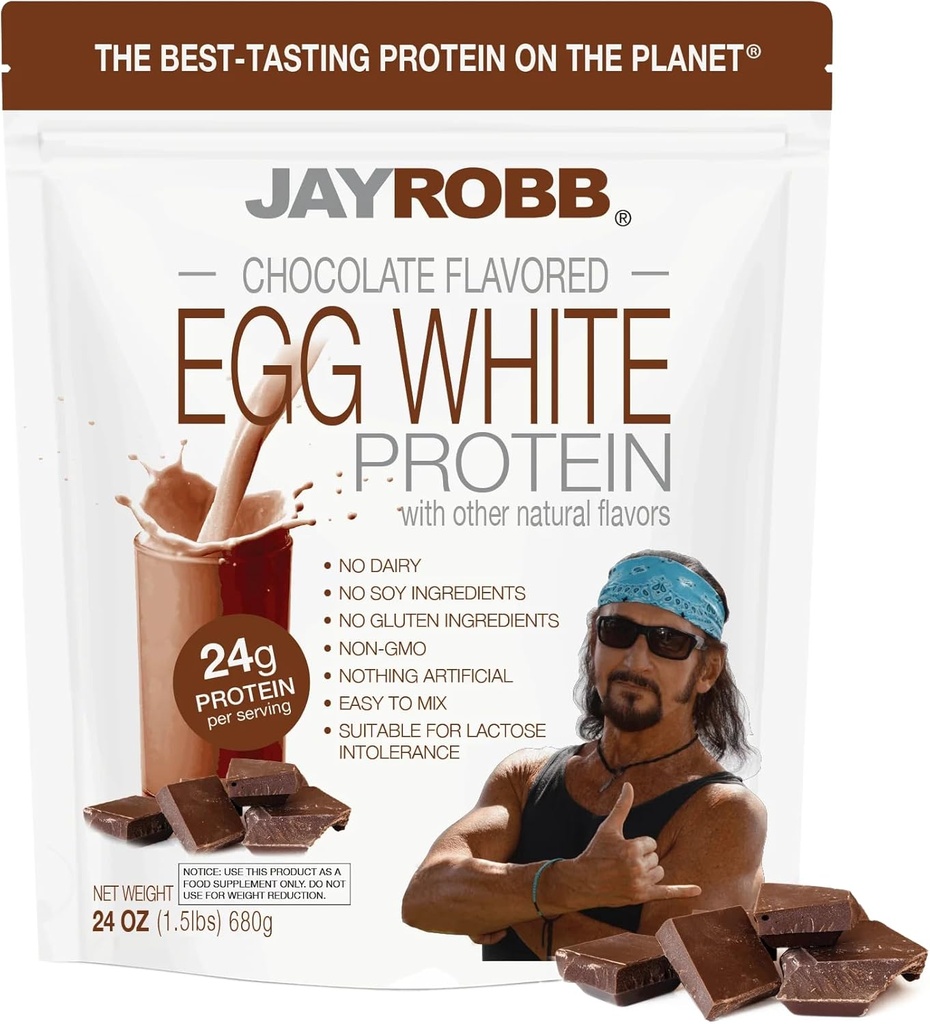JAYROBB Chocolate Egg White Protein 24 oz, 1.5 libra bolsa
