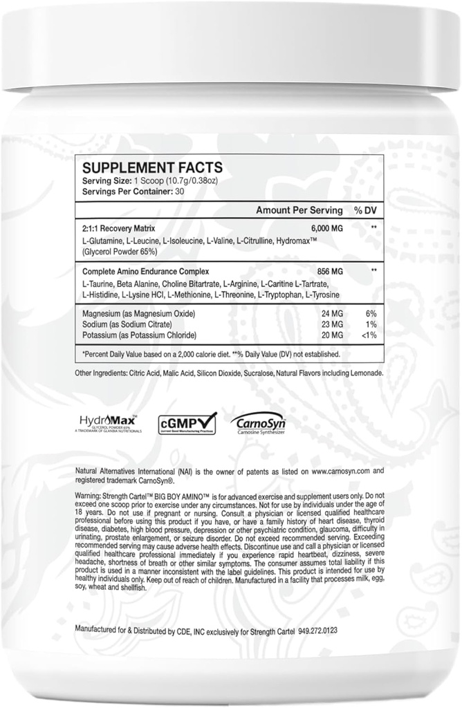 CARTEL Big Boy Aminos Lemon Cake, 30 Servings (Pack of 1)