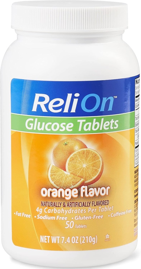 Relion Glucose Tablets - Orange Flavor - 50 Condes