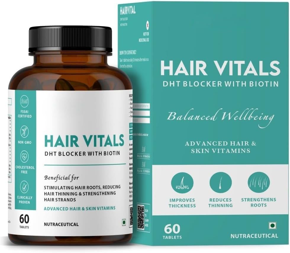 Generic Hair Vitals DHT Blocker with Biotin Tablets- Hair Suppliment with Beta-Sitosterol  durable Hair Vitamins for Men &amp; Women - 60 Tablets