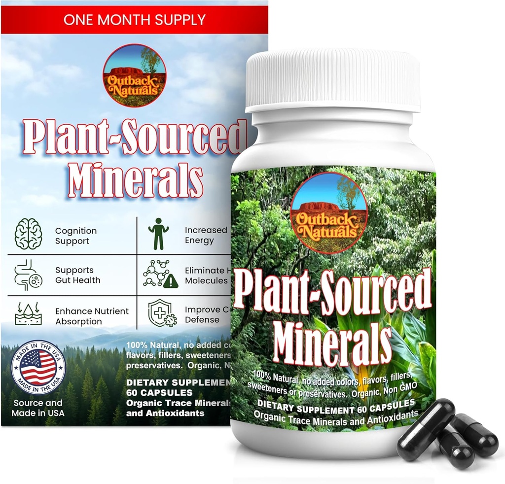 Plant-Sourced Minerals, 60 Capsules, Organic Natural Trace Minerals and Antioxidants which Support The Immune and Digestive Systems, Promoting Optimal Health. Sourced and Made in USA