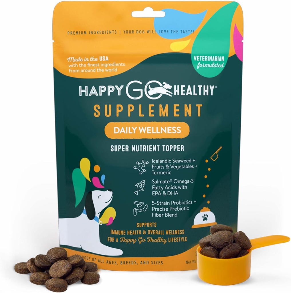 Suplementos diarios de bienestar para perros ¦ Boosts Sistema inmunitario Soporte y Digestive Gut Health for Dogs and Puppies ¦ All Natural Ingredients Tasty Kibble Dog Food Topper 21 Count Pack