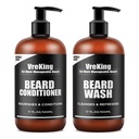 Mens Beard Wash y Beard Acondicionador Conjunto para Hombres, Cara y barba Champú y acondicionador Conjunto para Hombres w / Biotina Facial Crecimiento del cabello Fórmula Dandruff, Regalos para Hombres, 500ml*2