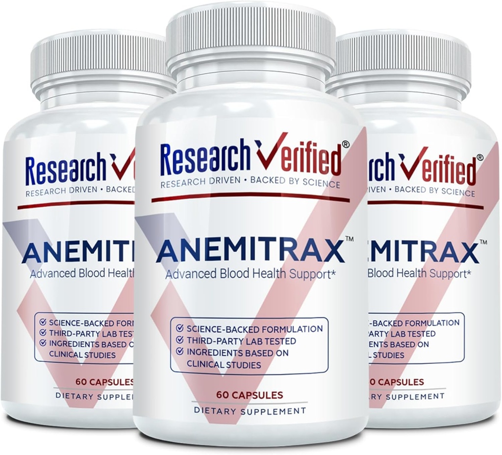 Apoyo a la anemia verificada - Reponer hierro, Regular la hemoglobina, Mejorar la energía - Hierro, Vitamina C, Vitamina A, B12, Folate, BioPerine - 180 cápsulas - Vegan
