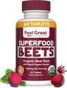 Feel Great Vitamins Organic Beet Root Powder Suplementos (Tablets) ← Beets Nitric Oxide Suplemento ← Red Beet Powder Apoyo Circulación saludable con Nitratos Naturales para la Energía Natural*