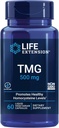 Extensión de vida TMG, trimetilglicina, fomenta niveles saludables de homocisteína, no GMO, libre de gluten, vegetariano, 60 cápsulas