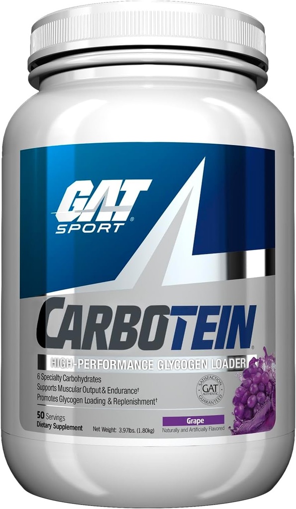 GAT SPORT Carbotein Glycogen Loader de alto rendimiento, 50 Servings (Grape)