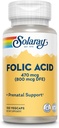 SOLARAY Folic Acid - Vitamina B9 Folic Acid Supplement, Prenatal Vitamin - Blood Cell Development Support - Vegan, Lab Verified, 60-Day Guarantee - 100 Servings, 100 VegCaps