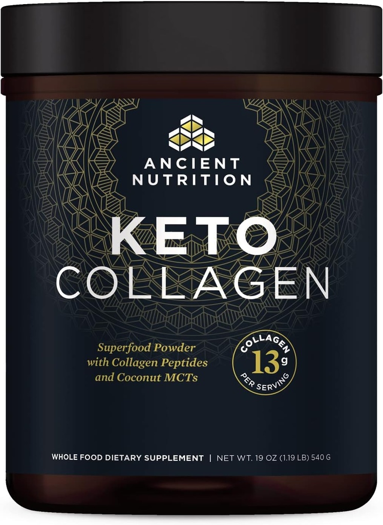 Nutrición antigua Keto Collagen Powder Drink Mix, Keto Diet Supplement with MCT, Hydrolyzed Collagen Peptides to Support Healthy Skin and Joints, 30 Servings, 19 oz (Packaging May Vary)