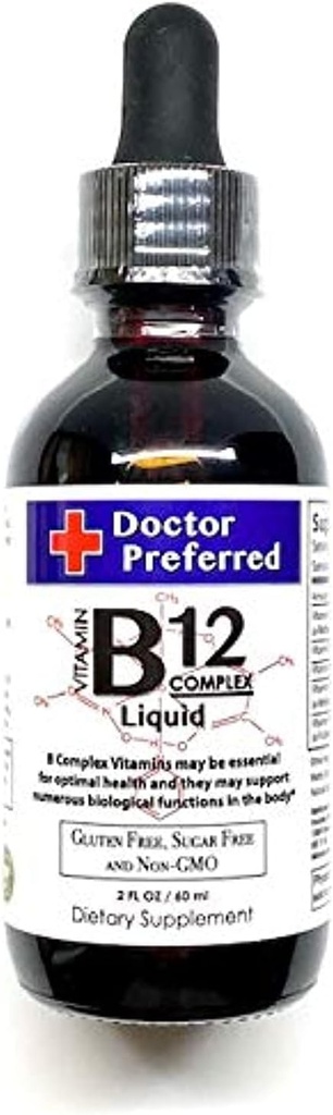 Vitamina B12 Complejo Liquid Sublingual Drops Fast Absorption B2, B3, B5, B6 y B12. 2 fl oz - 60 Day Supply