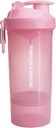 Smartshake O2GO ONE Plastic Protein Shaker Bottle 800 ml  durable 27 oz - Leakproof Screw-on Lid - BPA Gratis – Unisex - Light Pink