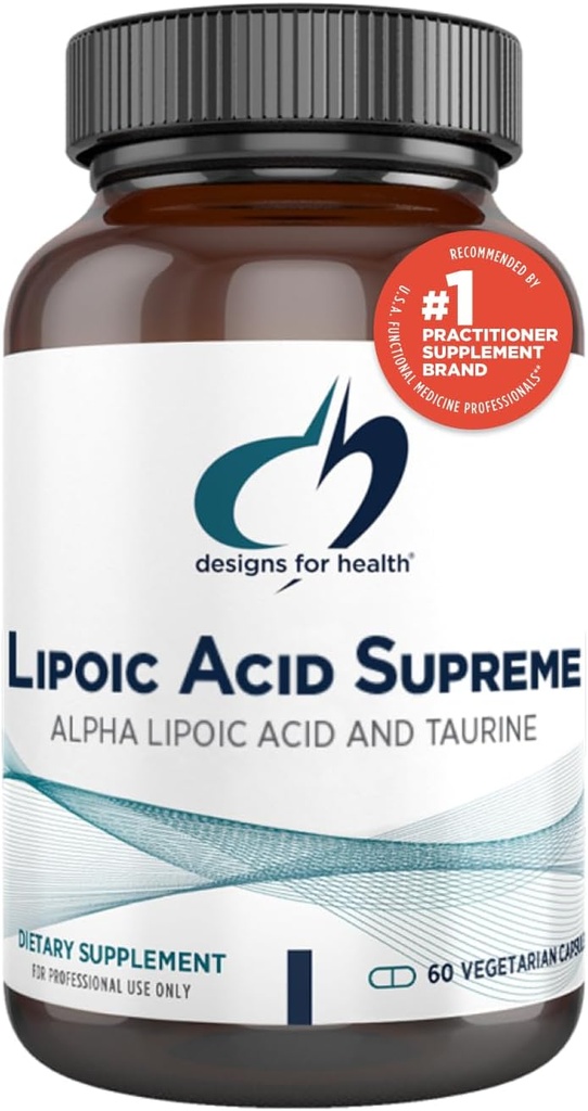 Designs for Health Lipoic Acid Supreme - 300mg Alpha Lipoic Acid with Taurine - Vegan, Non-GMO ALA Supplement (60 Capsules)