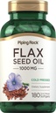 Piping Rock Flaxseed Oil 1000mg Softgel Capsules Silencio 180 Conde ← Cold Pressed Suplemento No GMO, Gluten Free