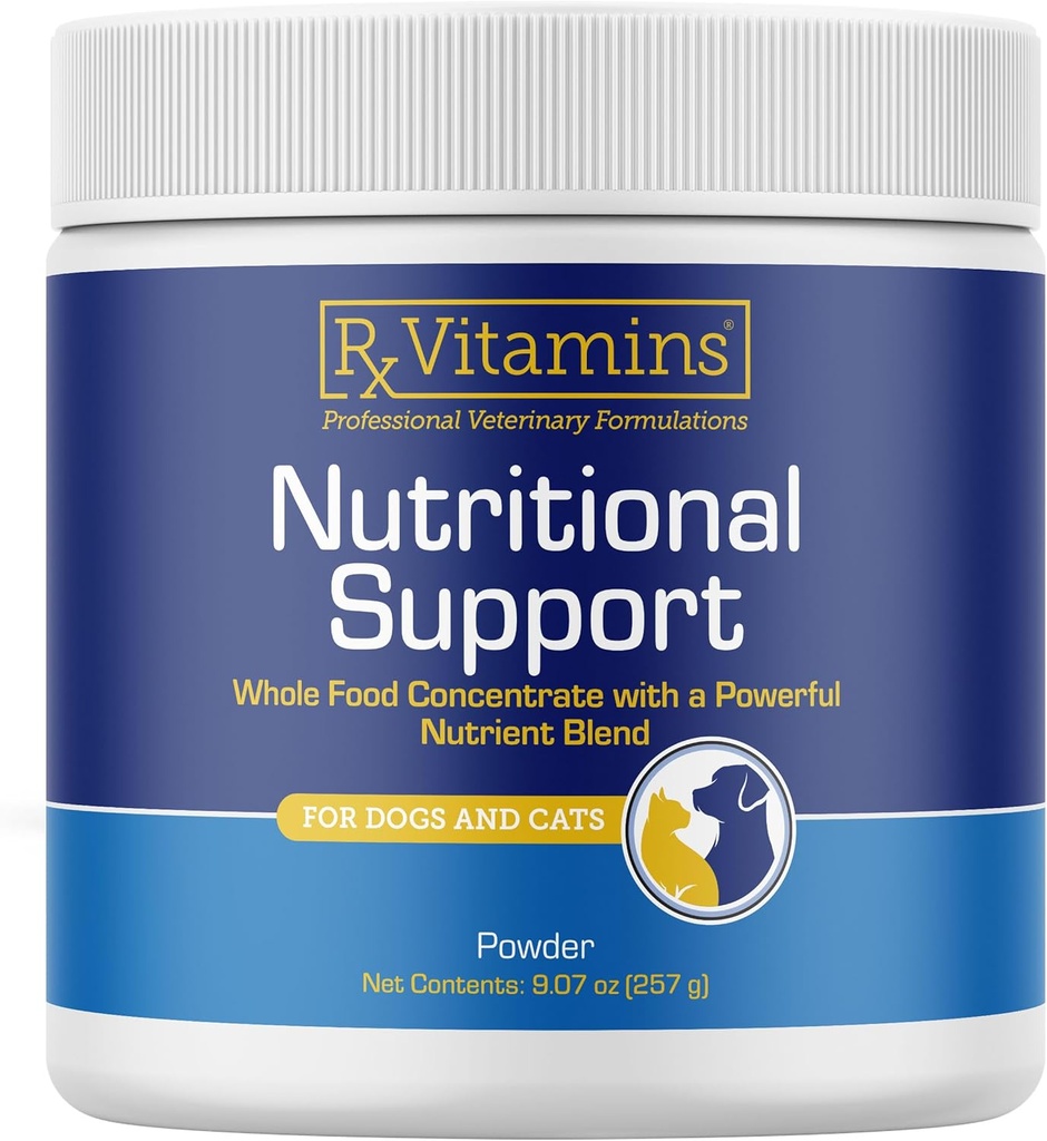Soporte nutricional de vitaminas Rx - Combinación de vitaminas esenciales, minerales, " Otros compuestos beneficiosos para perros y gatos - 9.07oz