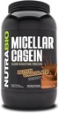 NutraBio Casein Protein Powder, Micellar Casien Powder, 25g Slow Digesting Protein, Helps Keep You Full, Overnight Muscle Recovery &amp; Growth, BCAA &amp; EAA, Gluten Free, Soy Free, 2lb Chocolate