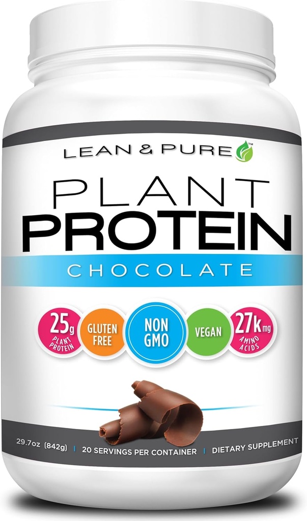 Lean &amp; Pure Plant Protein, 25g de Protein, No GMO, Vegan, Gluten Free. Baja Carb, 842g, Chocolate