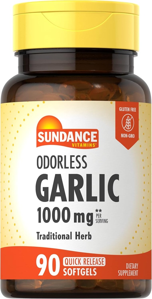Sundance Odorless Ajo Softgels ← 1000mg Silencio 90 Conde Silencio No GMO y Gluten Suplemento Gratis