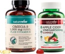 NatureWise Omega-3 Fish Oil 1000mg con E 180-Count+ Apple Cider Vinegar Gummies 500mg con B12, 60-Count (Vegan Gummy) - Bundle for Heart, Eye, Digestive Health - Gluten Free, Soy-Free, Non-GMO