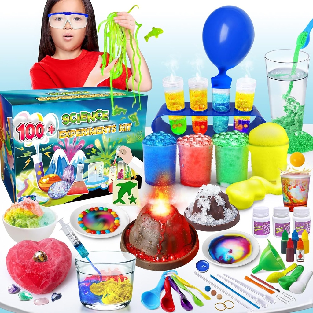 UNGLINGA 100+ Science Lab Experiments Kit for Kids, S.T.E.M Project Activities Educational Birthday Toys Gift for Boys Girls, Chemistry Set, Gems Dig, Volcano, Glowing Worms