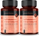 pureclinica Inflammease Ultra Complete (Resveratrol, Ginger, ALA, Spirulina, Curcumin- 5 Suplementos en uno) 1305mg x 180 Tablets - 2 Botellas de 90 Tabletas - 6 Meses ¡Aprovisionamiento!